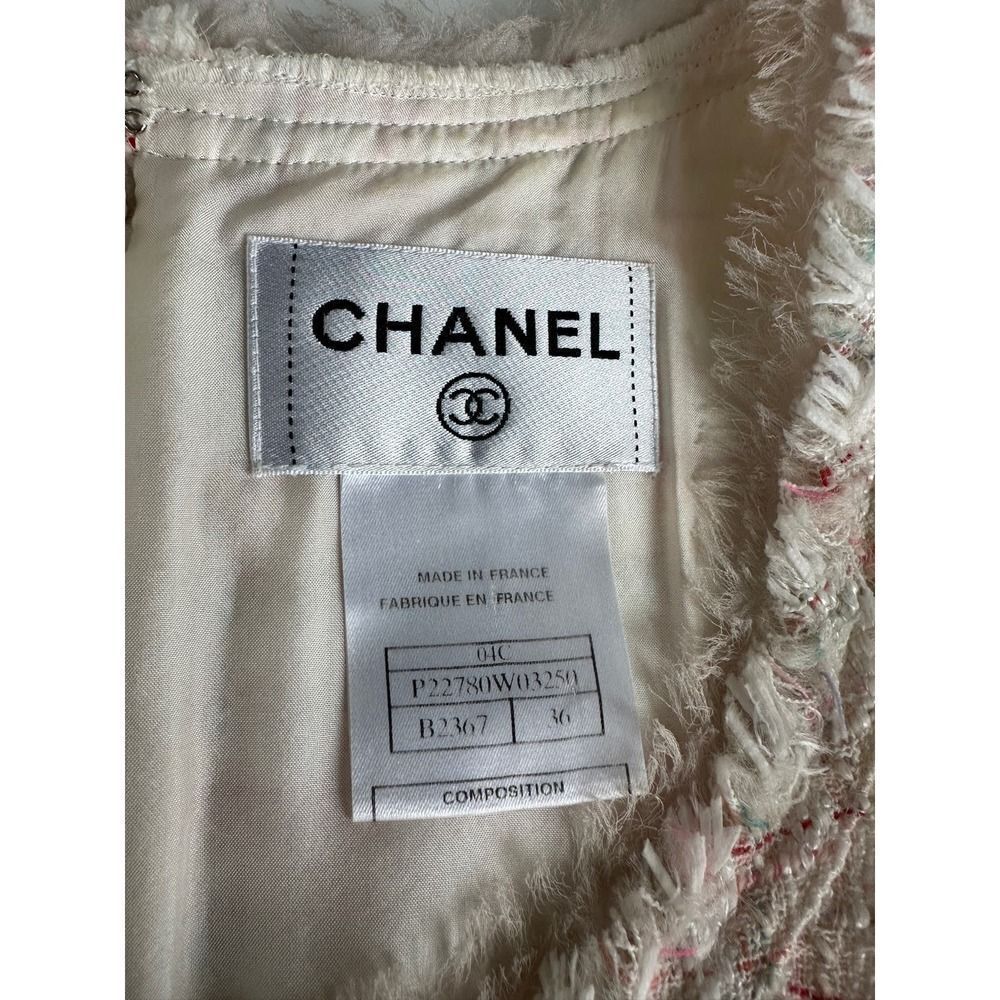 Authenticated Chanel Vintage 2004 PINK/CREAM Tweed Multicolor Dress Size 36 - Picture 5 of 11